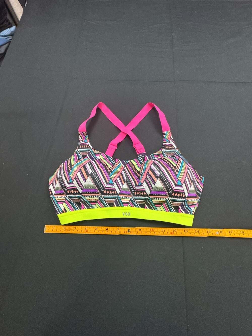 Victoria's Secret VSX Geometric Multi-Color Paded Cross-Back Sports Bra Size 36D